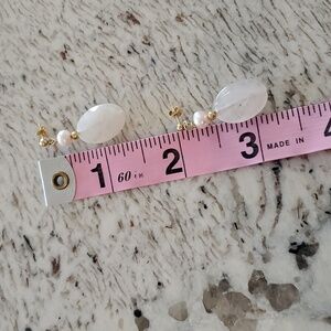 14k Pink Pearl and Rose Quartz Earrings